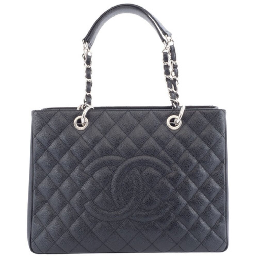 Chanel Caviar GST Chain Tote Bag A50955 Black / Silver Hardware